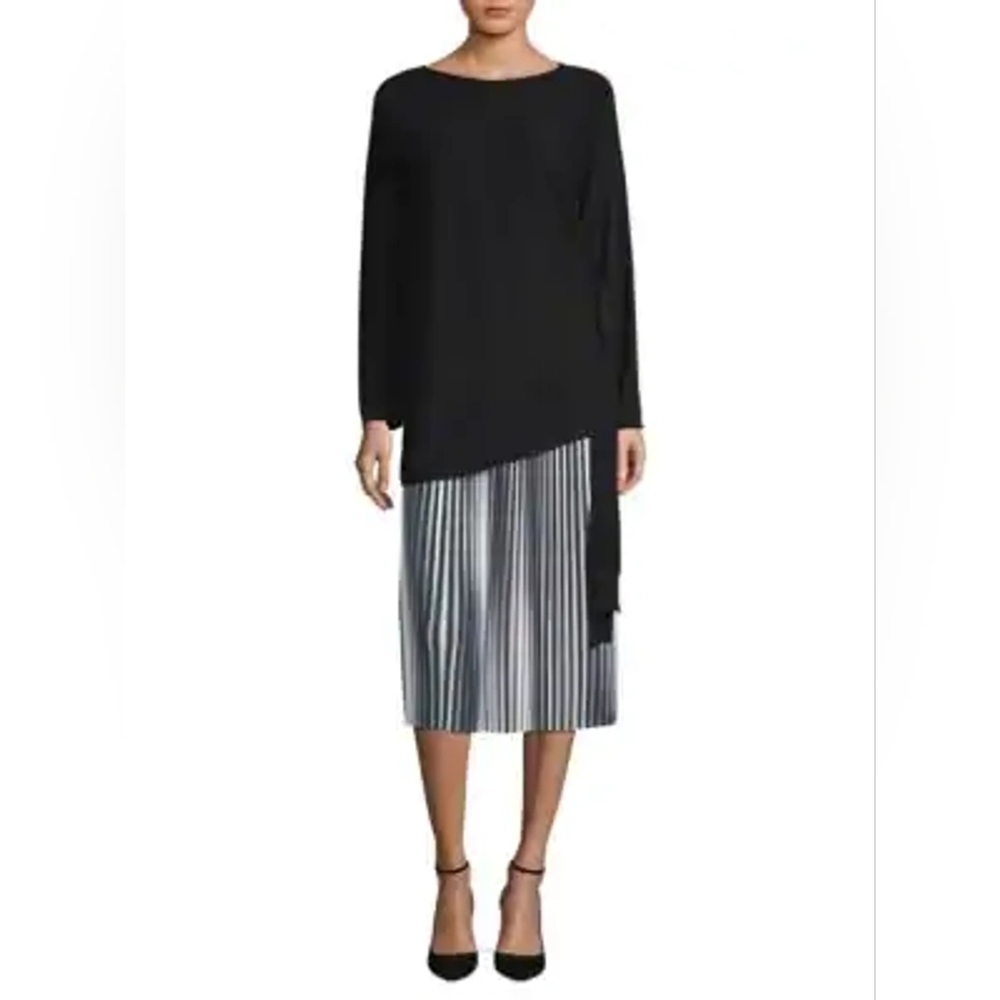 EILEEN FISHER SIDE TIE SEAMLESS ITALIAN CASHMERE TUNIC IN BLACK